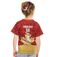 Custom Canada Cricket Kid T Shirt Come On Maple Leaf