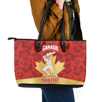 Custom Canada Cricket Leather Tote Bag Come On Maple Leaf