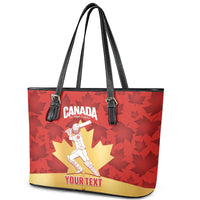 Custom Canada Cricket Leather Tote Bag Come On Maple Leaf