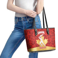 Custom Canada Cricket Leather Tote Bag Come On Maple Leaf