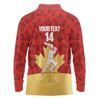 Custom Canada Cricket Long Sleeve Polo Shirt Come On Maple Leaf