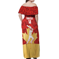 Custom Canada Cricket Off Shoulder Maxi Dress Come On Maple Leaf