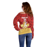 Custom Canada Cricket Off Shoulder Sweater Come On Maple Leaf