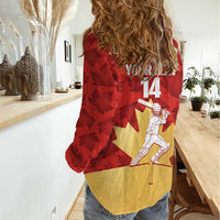 Custom Canada Cricket Women Casual Shirt Come On Maple Leaf