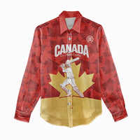 Custom Canada Cricket Women Casual Shirt Come On Maple Leaf
