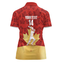 Custom Canada Cricket Women Polo Shirt Come On Maple Leaf