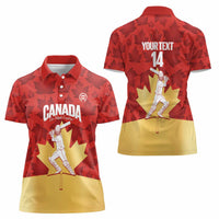 Custom Canada Cricket Women Polo Shirt Come On Maple Leaf