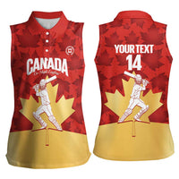 Custom Canada Cricket Women Sleeveless Polo Shirt Come On Maple Leaf
