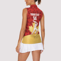 Custom Canada Cricket Women Sleeveless Polo Shirt Come On Maple Leaf