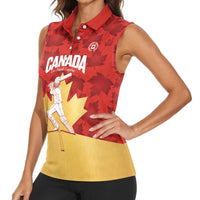 Custom Canada Cricket Women Sleeveless Polo Shirt Come On Maple Leaf