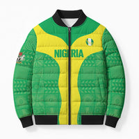 Custom Nigeria Cricket Bomber Puffer Jacket Go Yellow Greens - Wonder Print Shop