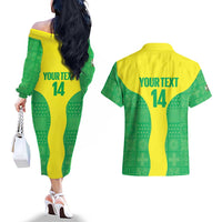 Custom Nigeria Cricket Couples Matching Off The Shoulder Long Sleeve Dress and Hawaiian Shirt Go Yellow Greens - Wonder Print Shop