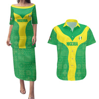 Custom Nigeria Cricket Couples Matching Puletasi and Hawaiian Shirt Go Yellow Greens - Wonder Print Shop