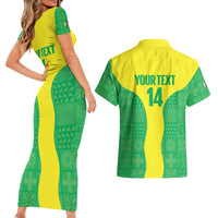 Custom Nigeria Cricket Couples Matching Short Sleeve Bodycon Dress and Hawaiian Shirt Go Yellow Greens - Wonder Print Shop
