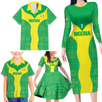 Custom Nigeria Cricket Family Matching Long Sleeve Bodycon Dress and Hawaiian Shirt Go Yellow Greens - Wonder Print Shop