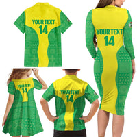 Custom Nigeria Cricket Family Matching Long Sleeve Bodycon Dress and Hawaiian Shirt Go Yellow Greens - Wonder Print Shop