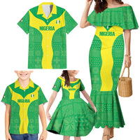 Custom Nigeria Cricket Family Matching Mermaid Dress and Hawaiian Shirt Go Yellow Greens - Wonder Print Shop