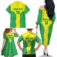 Custom Nigeria Cricket Family Matching Off The Shoulder Long Sleeve Dress and Hawaiian Shirt Go Yellow Greens - Wonder Print Shop
