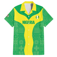 Custom Nigeria Cricket Family Matching Off The Shoulder Long Sleeve Dress and Hawaiian Shirt Go Yellow Greens - Wonder Print Shop