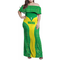 Custom Nigeria Cricket Family Matching Off Shoulder Maxi Dress and Hawaiian Shirt Go Yellow Greens - Wonder Print Shop