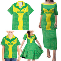 Custom Nigeria Cricket Family Matching Puletasi and Hawaiian Shirt Go Yellow Greens - Wonder Print Shop