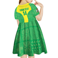 Custom Nigeria Cricket Kid Short Sleeve Dress Go Yellow Greens - Wonder Print Shop