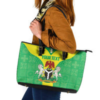 Custom Nigeria Cricket Leather Tote Bag Go Yellow Greens - Wonder Print Shop