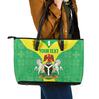Custom Nigeria Cricket Leather Tote Bag Go Yellow Greens - Wonder Print Shop