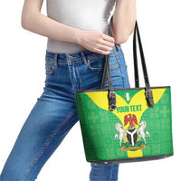 Custom Nigeria Cricket Leather Tote Bag Go Yellow Greens - Wonder Print Shop