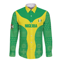Custom Nigeria Cricket Long Sleeve Button Shirt Go Yellow Greens - Wonder Print Shop