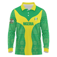 Custom Nigeria Cricket Long Sleeve Polo Shirt Go Yellow Greens - Wonder Print Shop