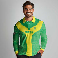 Custom Nigeria Cricket Long Sleeve Polo Shirt Go Yellow Greens - Wonder Print Shop
