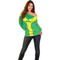 Custom Nigeria Cricket Off Shoulder Sweater Go Yellow Greens - Wonder Print Shop