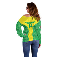 Custom Nigeria Cricket Off Shoulder Sweater Go Yellow Greens - Wonder Print Shop