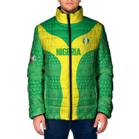 Custom Nigeria Cricket Padded Jacket Go Yellow Greens - Wonder Print Shop
