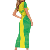 Custom Nigeria Cricket Short Sleeve Bodycon Dress Go Yellow Greens - Wonder Print Shop