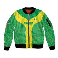 Custom Nigeria Cricket Sleeve Zip Bomber Jacket Go Yellow Greens - Wonder Print Shop