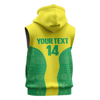Custom Nigeria Cricket Sleeveless Zip Hoodie Go Yellow Greens - Wonder Print Shop