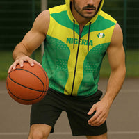 Custom Nigeria Cricket Sleeveless Zip Hoodie Go Yellow Greens - Wonder Print Shop