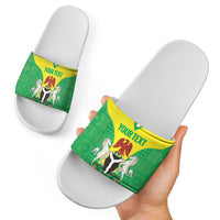 Custom Nigeria Cricket Slide Sandals Go Yellow Greens - Wonder Print Shop