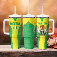 Custom Nigeria Cricket Tumbler With Handle Go Yellow Greens - Wonder Print Shop