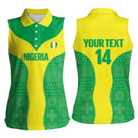 Custom Nigeria Cricket Women Sleeveless Polo Shirt Go Yellow Greens - Wonder Print Shop