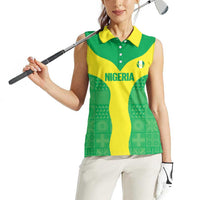 Custom Nigeria Cricket Women Sleeveless Polo Shirt Go Yellow Greens - Wonder Print Shop