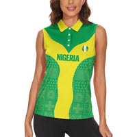 Custom Nigeria Cricket Women Sleeveless Polo Shirt Go Yellow Greens - Wonder Print Shop