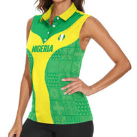 Custom Nigeria Cricket Women Sleeveless Polo Shirt Go Yellow Greens - Wonder Print Shop