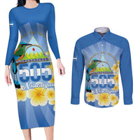 Personalized Nicaragua Independence Day Couples Matching Long Sleeve Bodycon Dress and Long Sleeve Button Shirt 505 Proud Guardabarranco Sacuanjoche - Wonder Print Shop