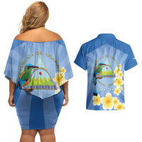Personalized Nicaragua Independence Day Couples Matching Off Shoulder Short Dress and Hawaiian Shirt 505 Proud Guardabarranco Sacuanjoche - Wonder Print Shop