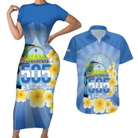 Personalized Nicaragua Independence Day Couples Matching Short Sleeve Bodycon Dress and Hawaiian Shirt 505 Proud Guardabarranco Sacuanjoche - Wonder Print Shop