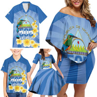 Personalized Nicaragua Independence Day Family Matching Off Shoulder Short Dress and Hawaiian Shirt 505 Proud Guardabarranco Sacuanjoche - Wonder Print Shop