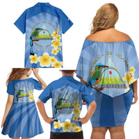 Personalized Nicaragua Independence Day Family Matching Off Shoulder Short Dress and Hawaiian Shirt 505 Proud Guardabarranco Sacuanjoche - Wonder Print Shop